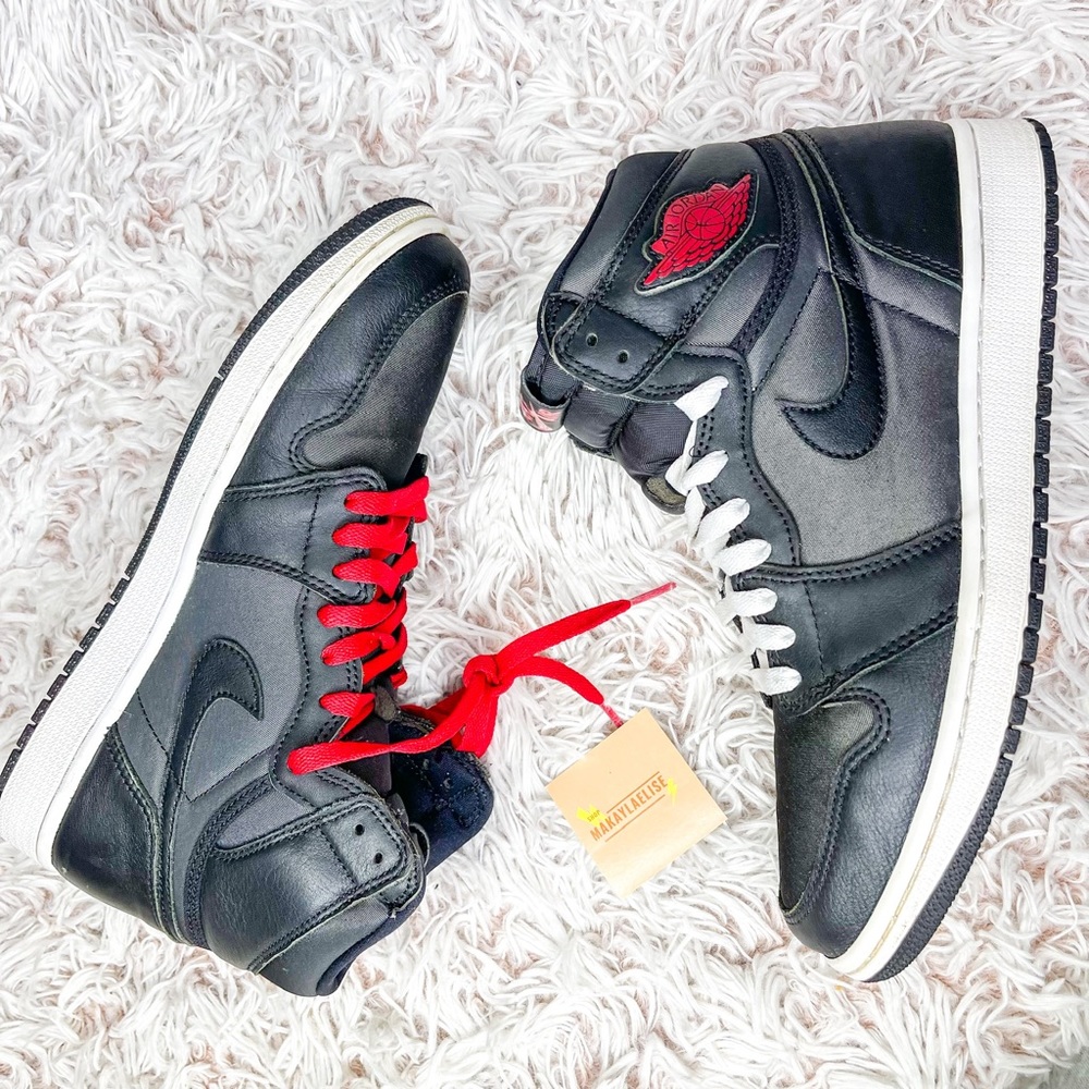 Jordan 1 Retro High “Black Satin Gym Red”
